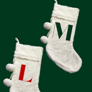 Personalized White Plush Christmas Stocking,Custom Name Christmas Stocking, Personalized Christmas Stocking,Family Christmas Stockings