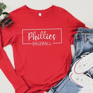 In October We Wear Red Shirt | Phillies Eras Tour Shirt | Vintage Philadelphia Baseball Champions Longsleeve | Womens Phillies Longsleeve