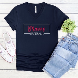 Braves Baseball V-Neck | Atlanta Baseball V-Neck | Braves Playoffs Shirt | Braves Baseball Shirt Women | Cute Braves Shirt