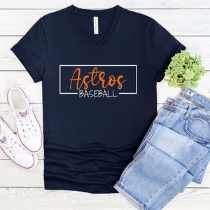 Astros Baseball V-Neck | Houston Baseball V-Neck | Astros Playoffs Shirt | Astros Baseball Shirt Women |Cute Astros Shirt