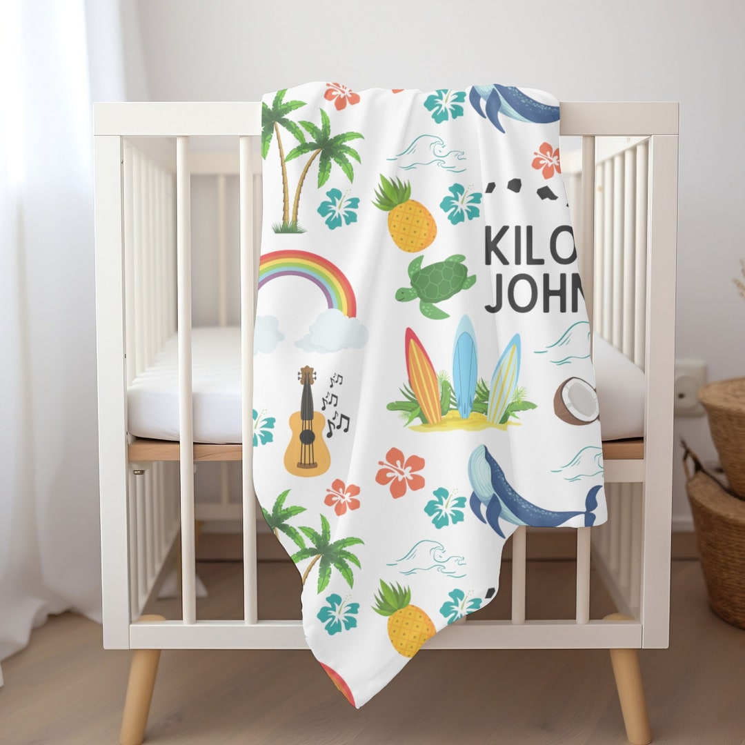 Hawaii Baby Swaddle Blanket Personalized Baby Name Blanket Custom Baby