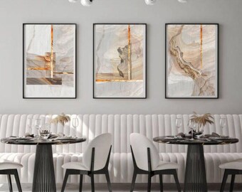 Contemporary Travertine Wall Art Set of 3 -  Minimalist Abstract Triptych (Digital Download)