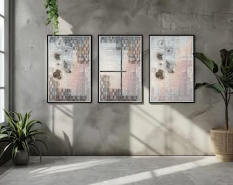 Architectural Brutalist Wall Art Set, Abstract Geometric Gallery Poster (Digital Download)