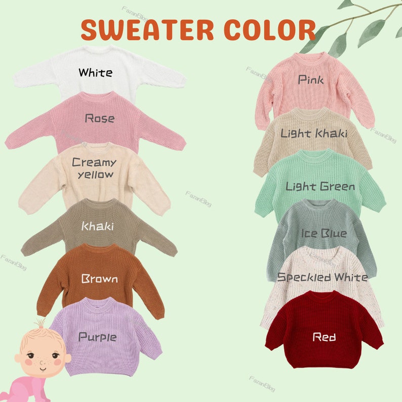 Cozy Baby Name Sweater, Classic Collection, 100% Cotton, Personalized and Embroidered Baby Sweater, Sizes from 0-6 mounth to 5T zdjęcie 6