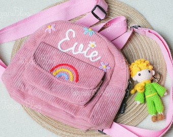 Zaino personalizzato per bambini e neonati: borsa per l'asilo con monogramma ricamato per il rientro a scuola