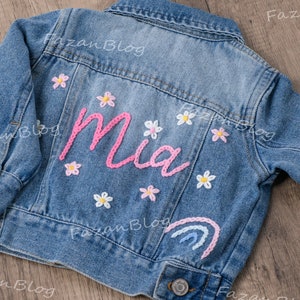 Custom Embroidered Denim Jacket for Girls: Personalize with Name | Unique Birthday Gift