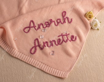 Couverture personnalisée pour bébé avec prénom brodé - Cadeau idéal pour une baby shower, un nouveau-né et des occasions spéciales