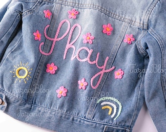 Personalized Name Girls Denim Jacket - Custom Embroidered Denim Jacket - Stylish Outerwear for Girls - Unique Birthday Gifts