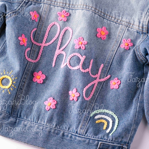 Personalized Name Girls Denim Jacket - Custom Embroidered Denim Jacket - Stylish Outerwear for Girls - Unique Birthday Gifts