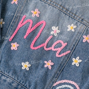 Custom Embroidered Denim Jacket for Girls: Personalize Their Style with Name Embroidery | Unique Birthday Gift Idea