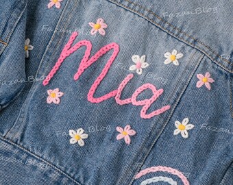 Custom Embroidered Denim Jacket for Girls: Personalize Their Style with Name Embroidery | Unique Birthday Gift Idea