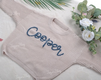 Celebrate Your Little One: Personalized Hand-Embroidered Baby Sweaters with Care and Love!