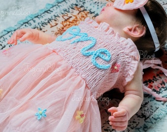 Personalized Tutu Dress: Hand-Embroidered Baby Romper with Custom Name | Unique Birthday Outfit | Embroidered Romper for Special Occasions
