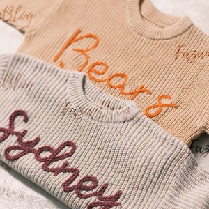 Cozy Baby Name Sweater, Classic Collection, 100% Cotton, Personalized and Embroidered Baby Sweater, Sizes from 0-6 mounth to 5T zdjęcie 5