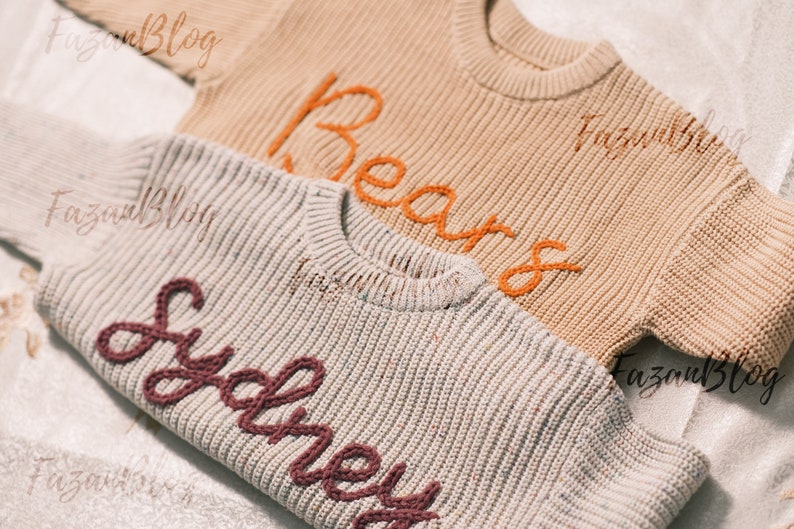 Cozy Baby Name Sweater, Classic Collection, 100% Cotton, Personalized and Embroidered Baby Sweater, Sizes from 0-6 mounth to 5T zdjęcie 5