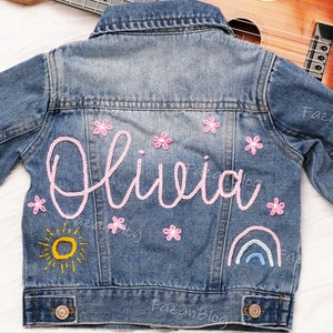 Personalized  Jean Jacket for Girls | Embroidered Denim Jacket with Name | Unique Birthday Gift Idea