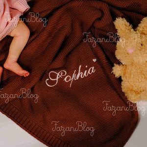 Personalized Baby Blanket Custom Name Embroidery Soft Cotton Knit Stroller and Nursery Blanket Perfect Newborn Gift zdjęcie 5