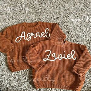 Cozy Baby Name Sweater, Classic Collection, 100% Cotton, Personalized and Embroidered Baby Sweater, Sizes from 0-6 mounth to 5T zdjęcie 1