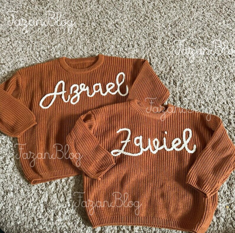 Cozy Baby Name Sweater, Classic Collection, 100% Cotton, Personalized and Embroidered Baby Sweater, Sizes from 0-6 mounth to 5T zdjęcie 1