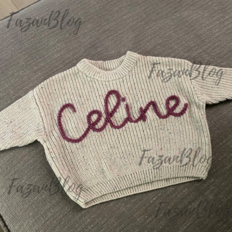 Cozy Baby Name Sweater, Classic Collection, 100% Cotton, Personalized and Embroidered Baby Sweater, Sizes from 0-6 mounth to 5T zdjęcie 4