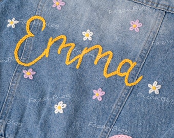 Embroidered Denim Jacket for Girls: Personalized Name Embroidery | Unique Birthday Present