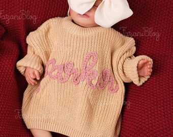 Heartfelt Holiday Presents: Handcrafted Toddler Sweaters, Personalized Chain Stitched Baby Name Apparel for Newborns