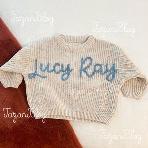 Cozy Baby Name Sweater, Classic Collection, 100% Cotton, Personalized and Embroidered Baby Sweater, Sizes from 0-6 mounth to 5T zdjęcie 2