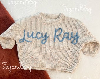 Cozy Baby Name Sweater, Classic Collection, 100% Cotton, Personalized and Embroidered Baby Sweater, Sizes from 0-6 mounth to 5T