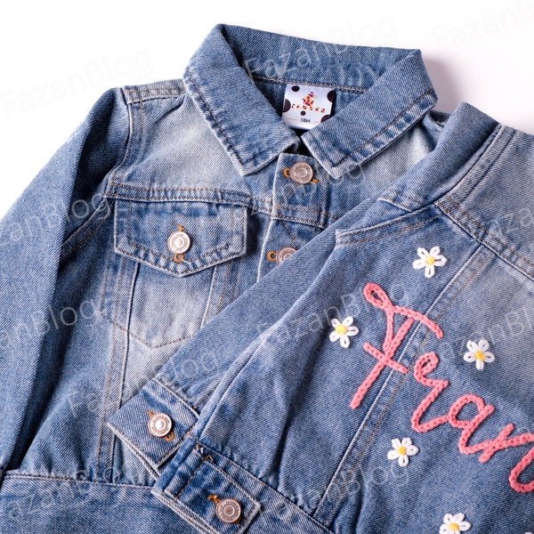 Custom Embroidered Girls' Denim Jacket with Personalized Name - Unique Outerwear for Stylish Girls - Perfect Birthday Gift