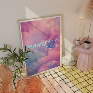 Manifest This Instant Download Print, Positivity Quote, Motivational Office Decor, Spiritual Wall Art, Teenage Girl Gift, Gradient Print