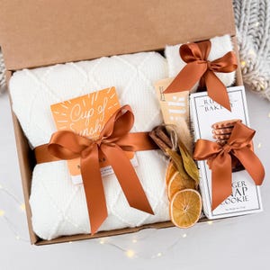 Cozy Fall Gift Box: Blanket, Socks, Candle & Treats - Hygge Care Package