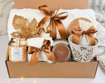 Cozy Fall Gift Box: Blanket, Mug, Candle & Treats