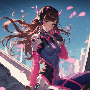 Póster imprimible de Sakura de D.VA (PNG), póster de Overwatch (PNG), fanart de Overwatch de D.VA (PNG) imprimible digitalmente, arte mural de Overwatch de D.VA