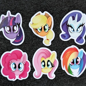 G4 Pony Face Stickers – Mane Six Mood Pack | Die Cut Waterproof Vinyl, Fan Art by Pony Duo Sugar Dust & Nytro Wing