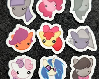 Pegatinas de poni Itty Bitty / Juego de calcomanías de vinilo de 1 pulgada