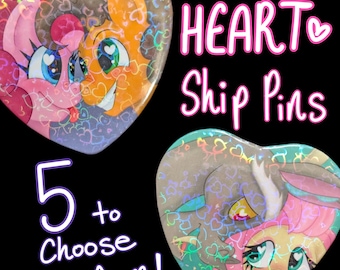 Pines de poni con forma de corazón holográfico: Parejas de My Little Pony