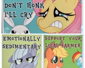 Pegatinas divertidas de poni para parachoques – Vinilo MLP de 4''