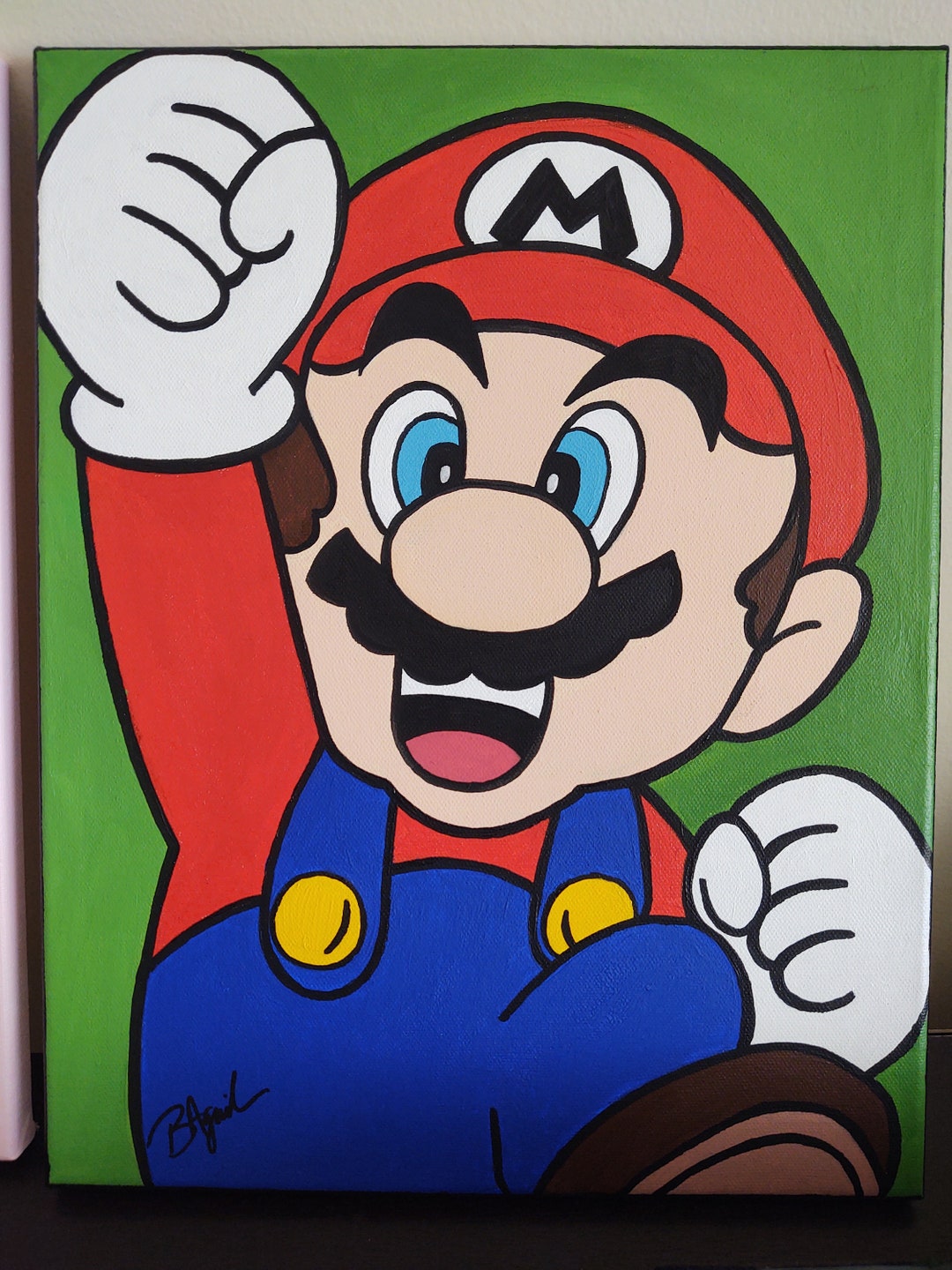 SET of 2 Super Mario Brothers Paintings, Mario and Luigi, Nintendo