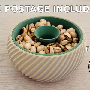 Pistachekom met schelphouder – 3D-geprinte snackschaal, GRATIS opener