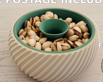 Pistachio Bowl with Shell Holder – 3D Printed Snack Dish, FREE Opener