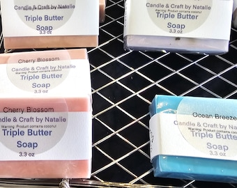 Triple Butter Soap Bar – Shea, Mango & Cocoa Butters | Nourishing Handmade Soap with Jojoba Oil