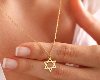 14K Solid Gold Star Of David Necklace, Silver Magen David, Tiny Silver Star Of David Necklace, Jewish Star Necklace, Star Of David Charm.