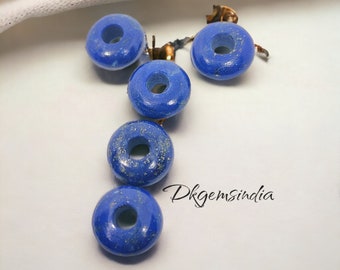 4 Stück Natürliche Lapislazuli Donut Form geschnitzter Edelstein, loser Edelstein, Donut Form Edelstein für Schmuck, geschnitzter Edelstein 12 mm