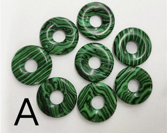 100% Natural malachite donut Shape Carved Gemstone, Loose Gemstone, donut Shape Gemstone for Jewelry, Carved Gemstone 14 mm