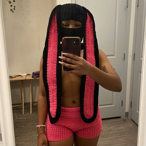 Crochet Bunny Ear Balaclava Ski Mask
