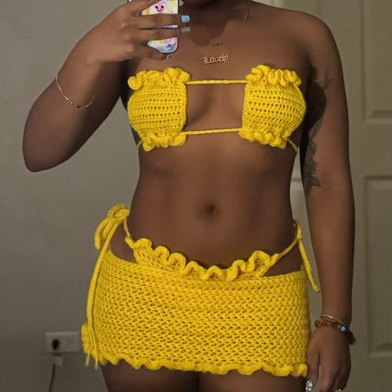 Hollow Knit Crochet Loose Two Piece Set