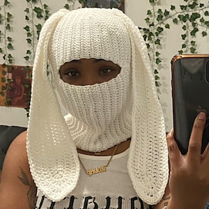 Crochet Bunny Ear Balaclava Ski Mask