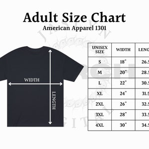 American Apparel 1301 Size Chart 