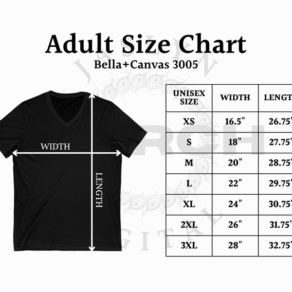 Instant Download 5000 Gildan Size Chart, Unisex Heavy Cotton Tee, Adult
