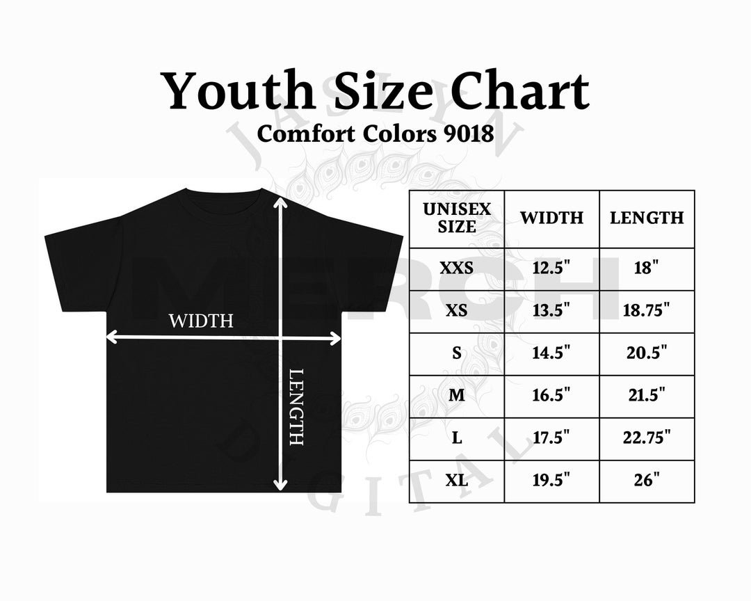 Instant Download 9018 Comfort Colors Size Chart Unisex Short - Etsy